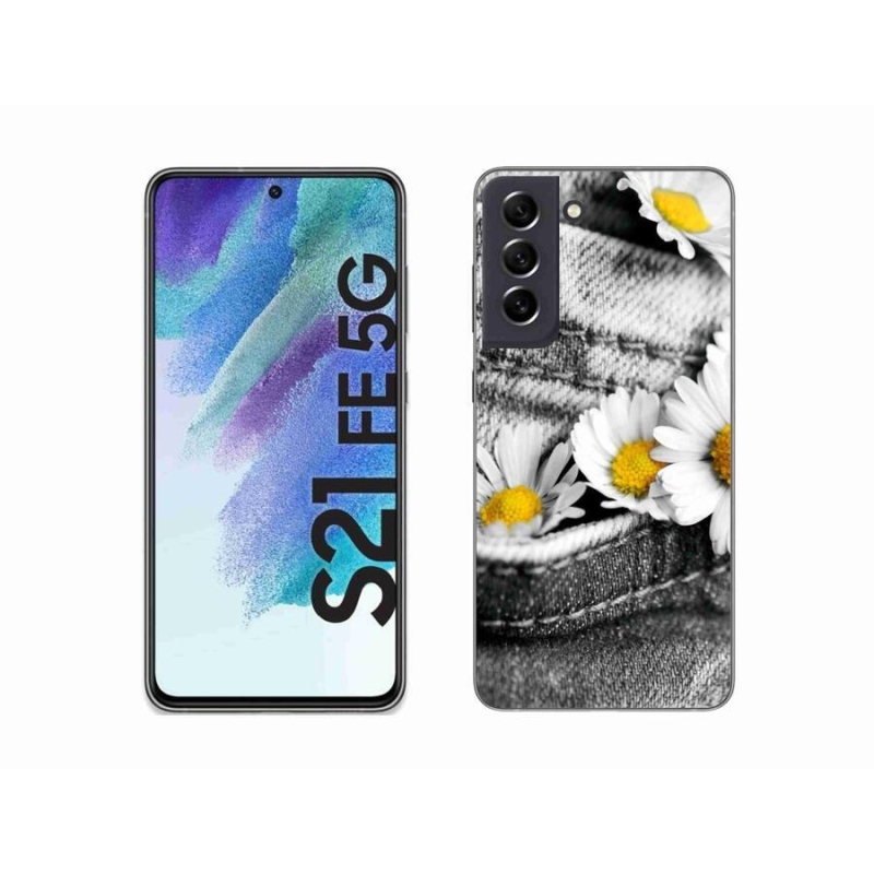 Gélový obal mmCase na mobil Samsung Galaxy S21 FE 5G - margaréty