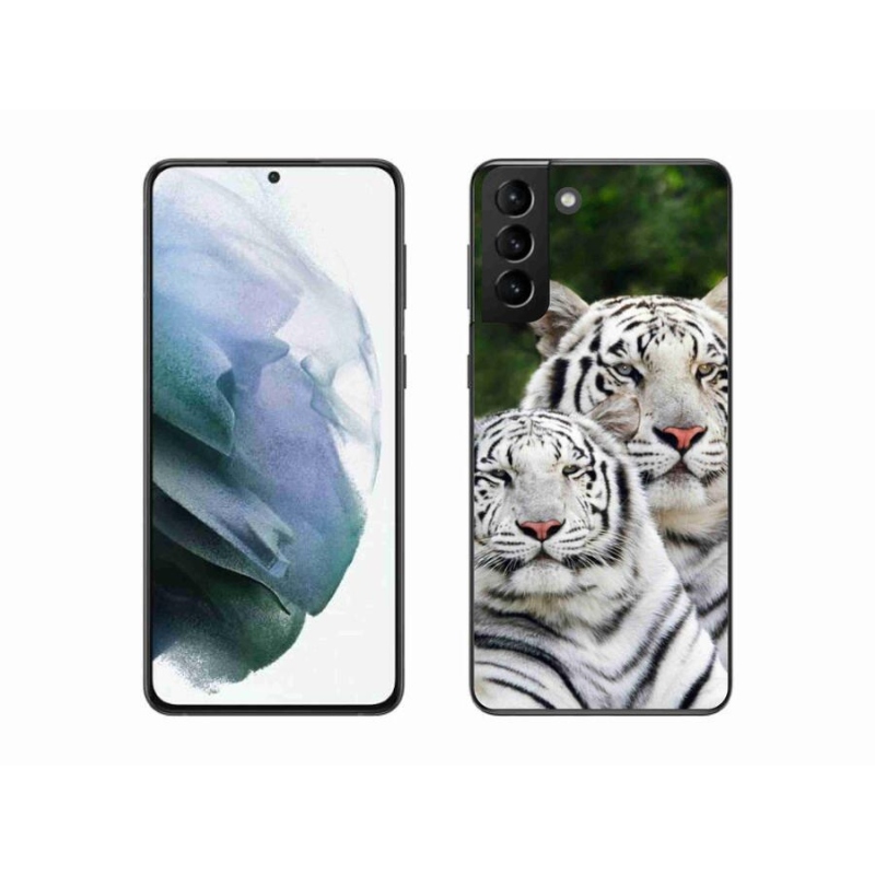 Gélový obal mmCase na mobil Samsung Galaxy S21 Plus - bieli tigre