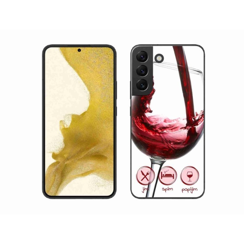 Gélový obal mmCase na mobil Samsung Galaxy S22+ 5G - pohár vína červené