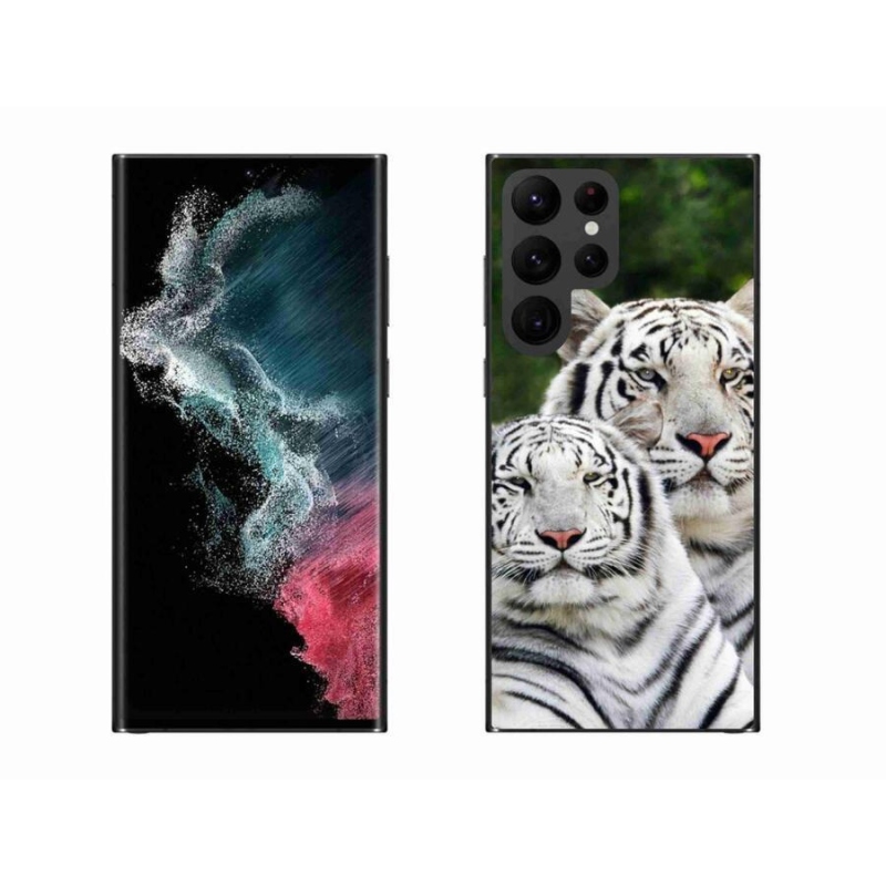 Gélový obal mmCase na mobil Samsung Galaxy S22 Ultra 5G - bieli tigre