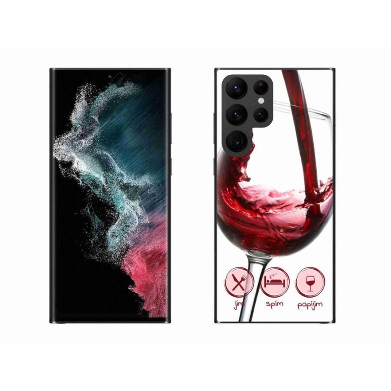 Gélový obal mmCase na mobil Samsung Galaxy S22 Ultra 5G - pohár vína červené