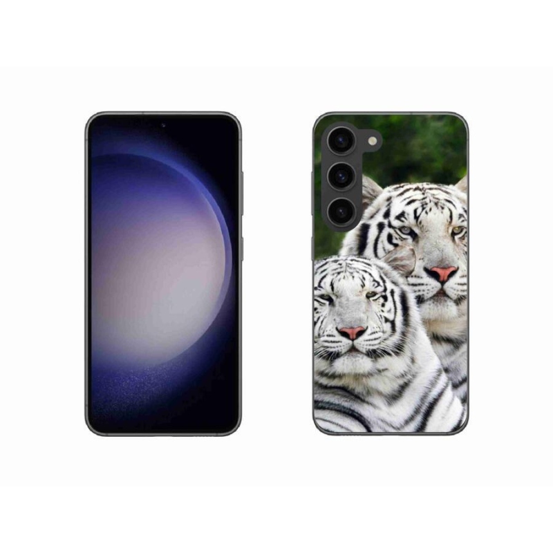 Gélový obal mmCase na mobil Samsung Galaxy S23 5G - bieli tigre