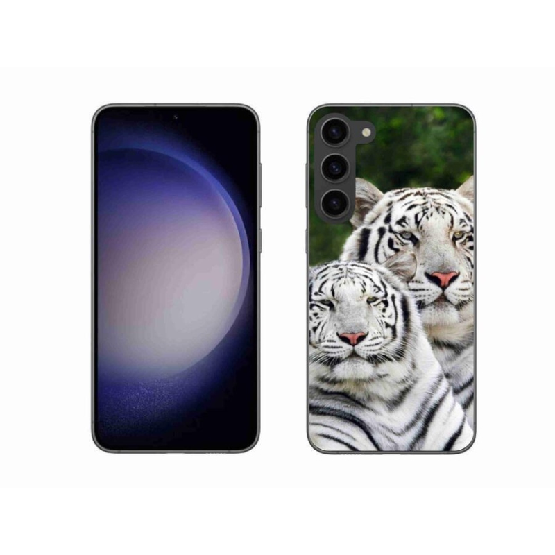 Gélový obal mmCase na mobil Samsung Galaxy S23+ 5G - bieli tigre