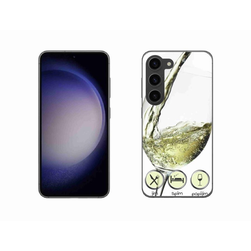Gélový obal mmCase na mobil Samsung Galaxy S23 5G - pohár vína biele