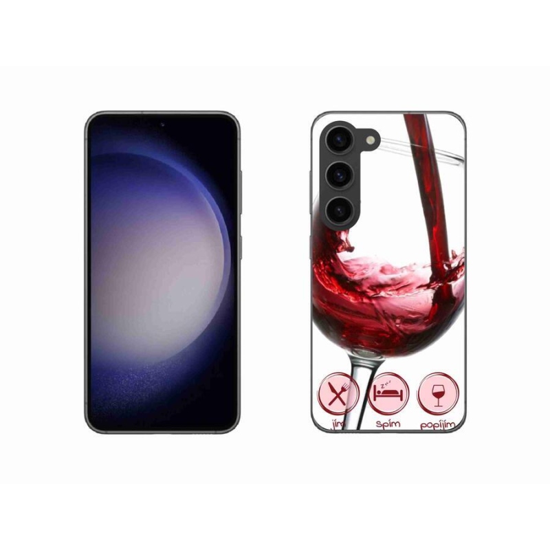 Gélový obal mmCase na mobil Samsung Galaxy S23 5G - pohár vína červené