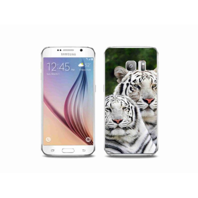 Gélový obal mmCase na mobil Samsung Galaxy S6 Edge - bieli tigre
