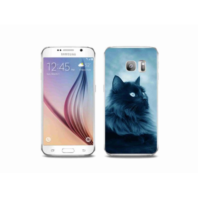 Gélový obal mmCase na mobil Samsung Galaxy S6 Edge - čierna mačka 1