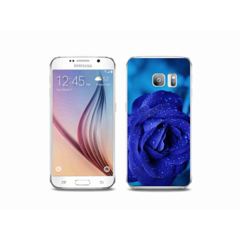 Gélový obal mmCase na mobil Samsung Galaxy S6 Edge - modrá ruža