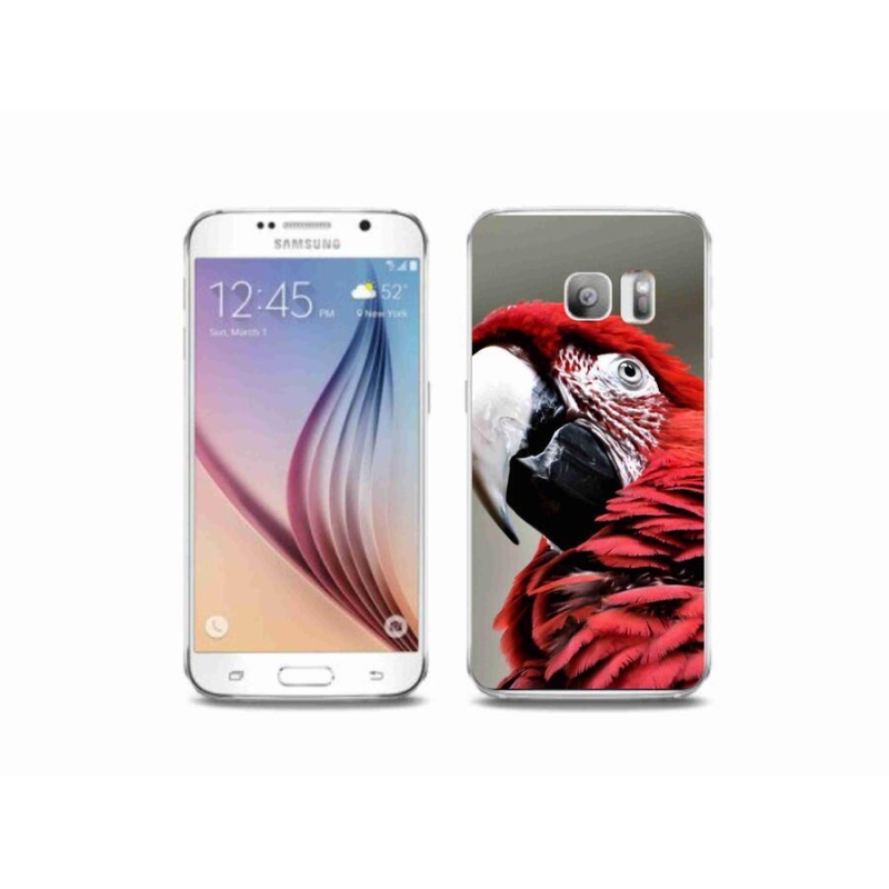 Gélový obal mmCase na mobil Samsung Galaxy S6 Edge - papagáj ara červený
