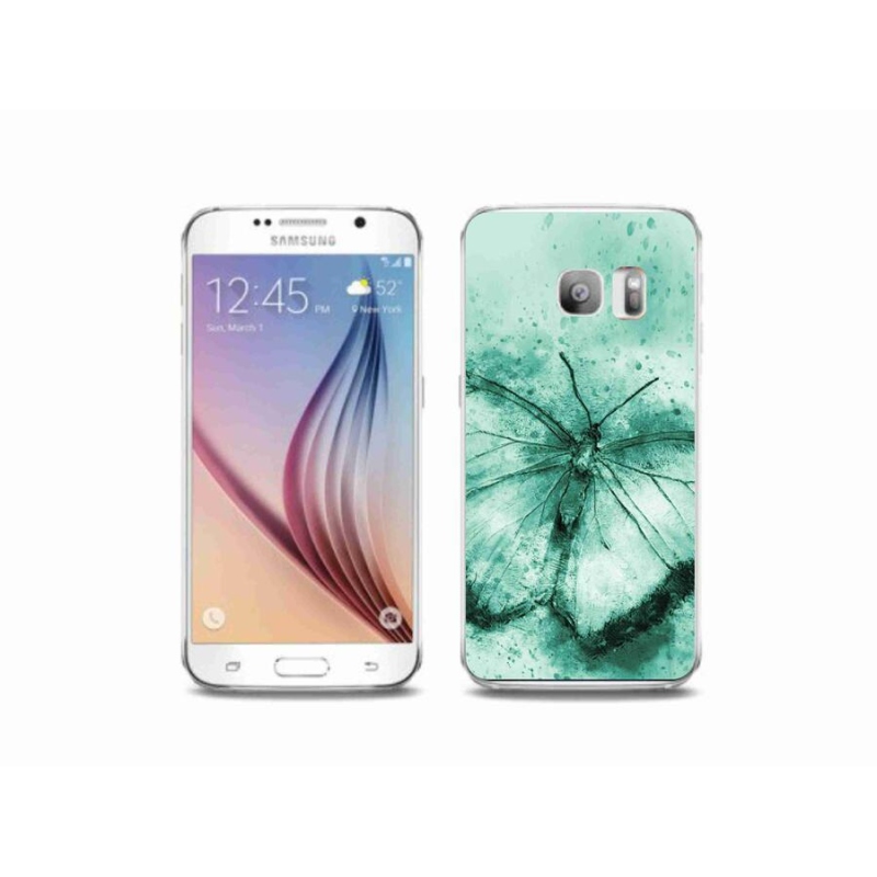 Gélový obal mmCase na mobil Samsung Galaxy S6 Edge - zelený motýľ