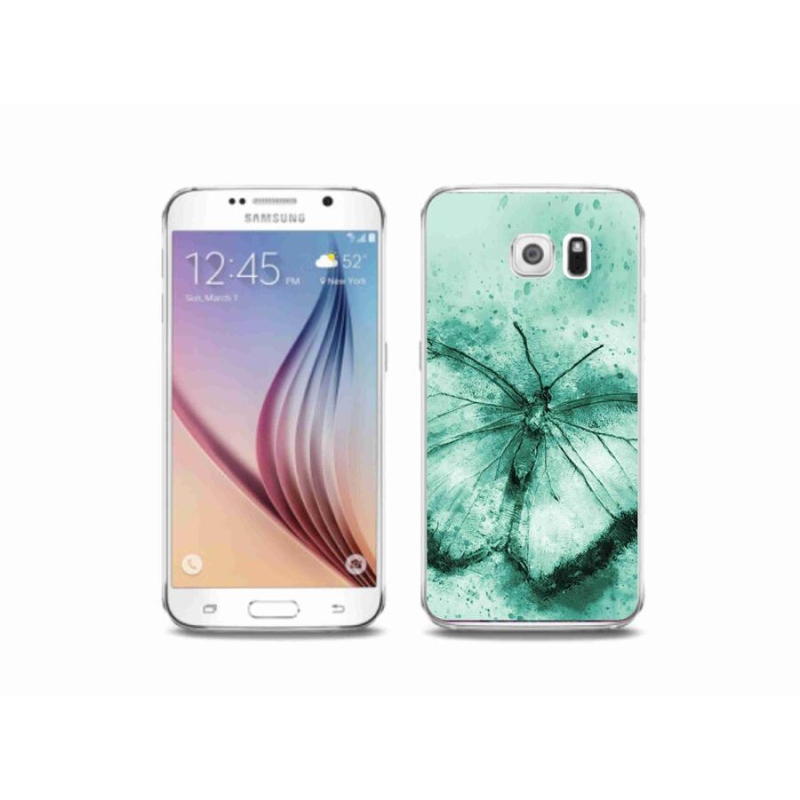 Gélový obal mmCase na mobil Samsung Galaxy S6 - zelený motýľ