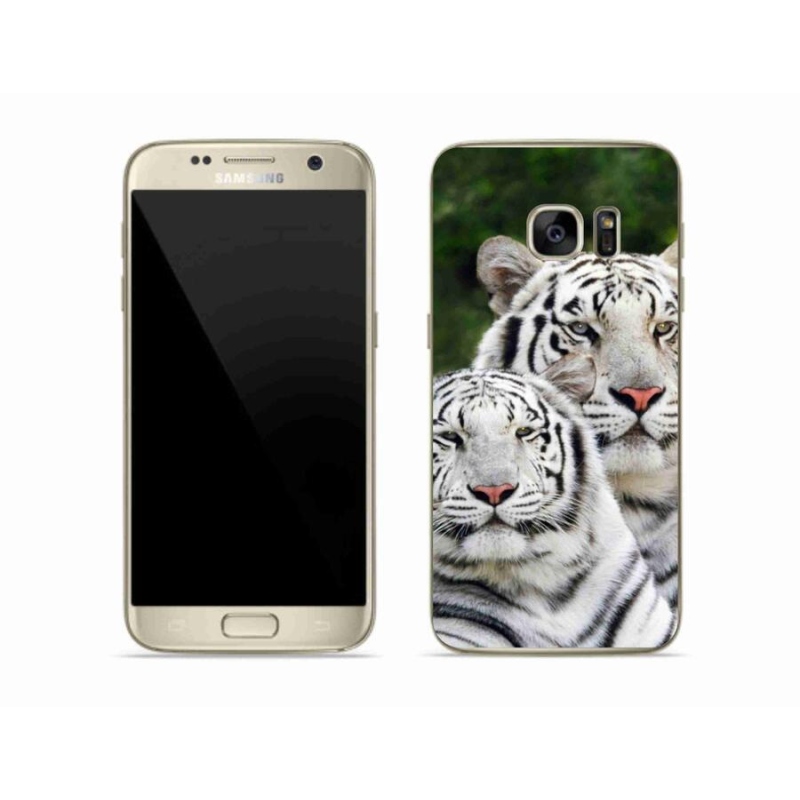 Gélový obal mmCase na mobil Samsung Galaxy S7 - bieli tigre