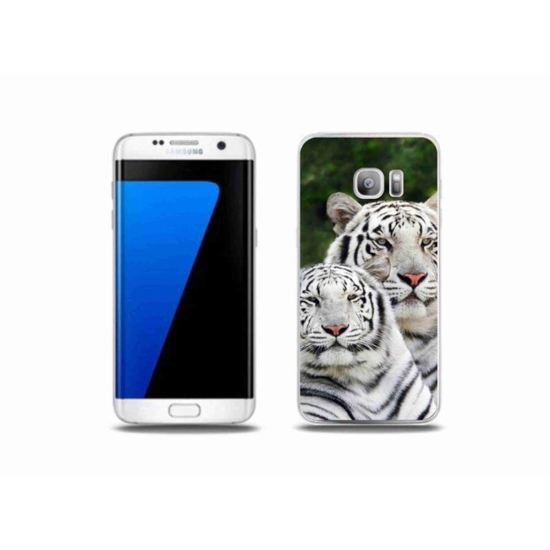 Gélový obal mmCase na mobil Samsung Galaxy S7 Edge - bieli tigre