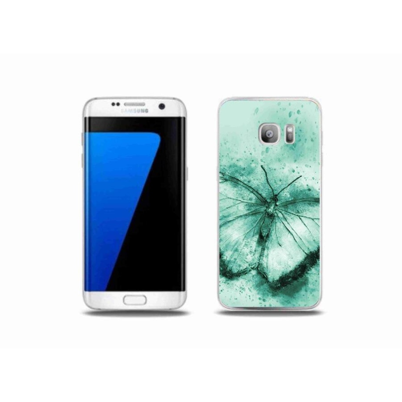 Gélový obal mmCase na mobil Samsung Galaxy S7 Edge - zelený motýľ