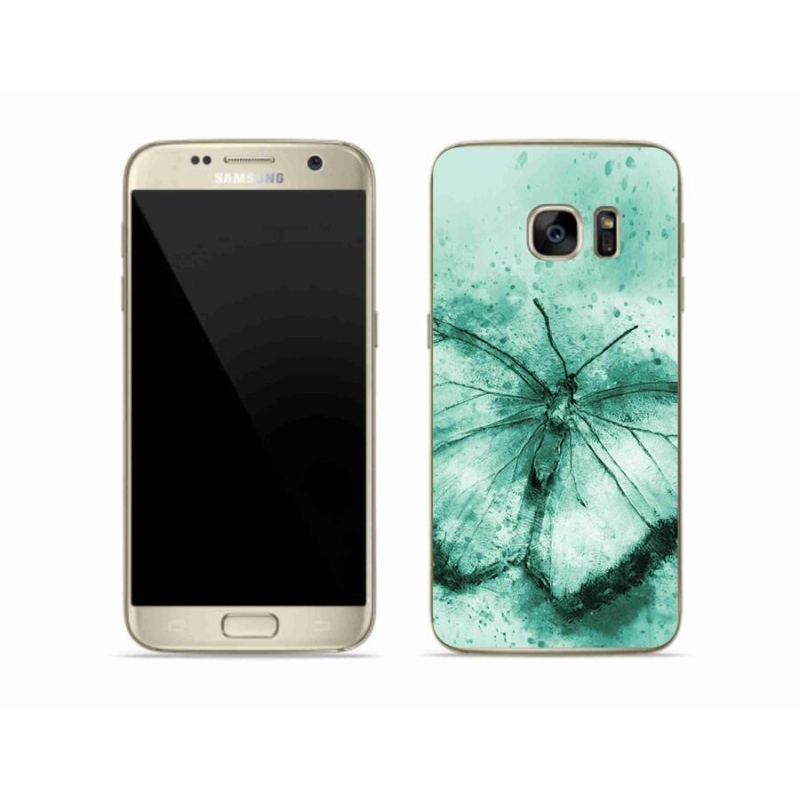 Gélový obal mmCase na mobil Samsung Galaxy S7 - zelený motýľ