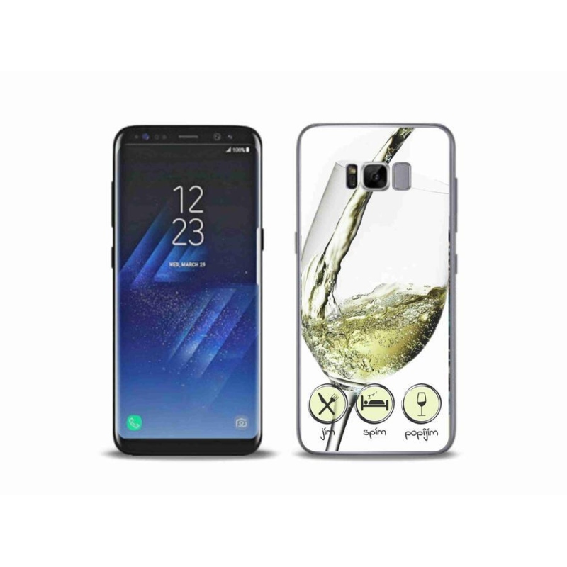 Gélový obal mmCase na mobil Samsung Galaxy S8 Plus - pohárik vína biele