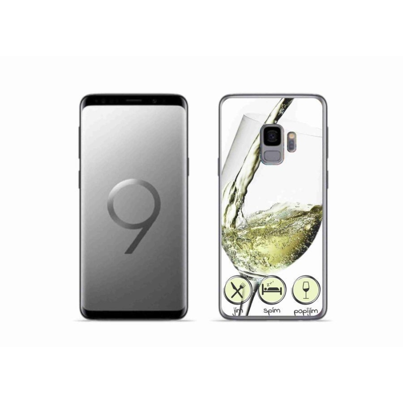 Gélový obal mmCase na mobil Samsung Galaxy S9 - pohárik vína biele