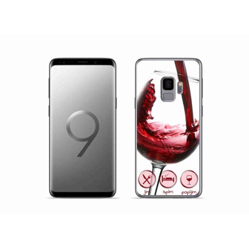 Gélový obal mmCase na mobil Samsung Galaxy S9 - pohárik vína červené