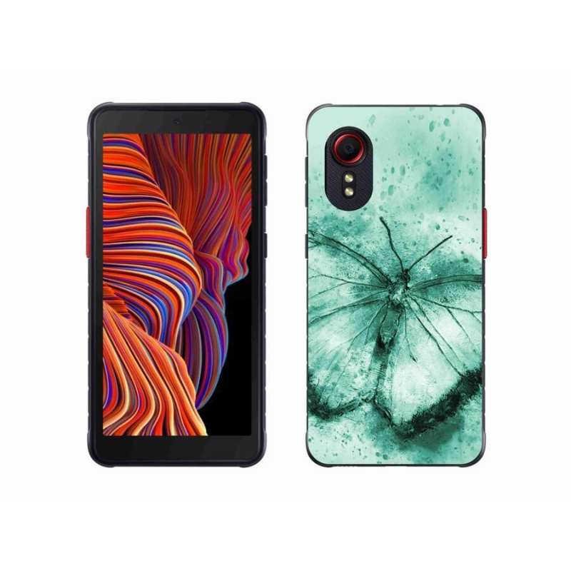 Gélový obal mmCase na mobil Samsung Galaxy Xcover 5 - zelený motýľ