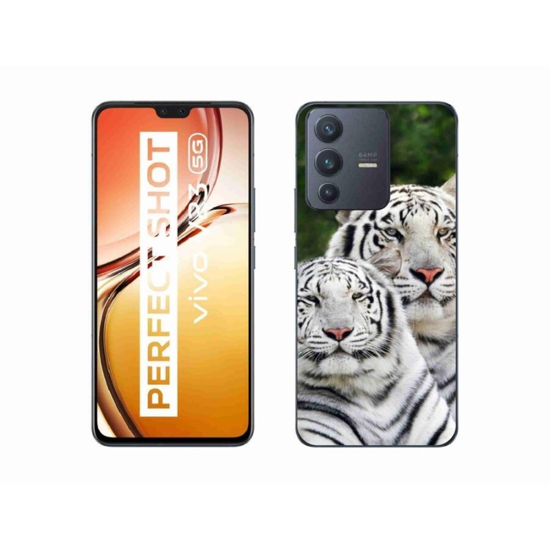 Gélový obal mmCase na mobil Vivo V23 5G - bieli tigre