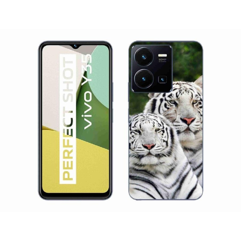 Gélový obal mmCase na mobil Vivo Y35 - bieli tigre