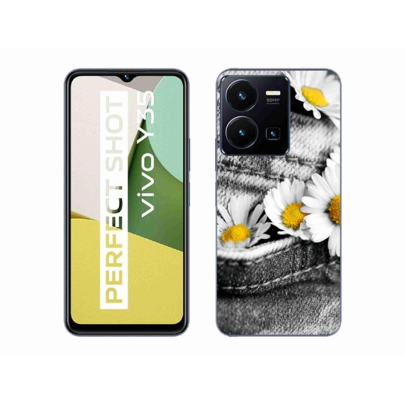 Gélový obal mmCase na mobil Vivo Y35 - margarétky