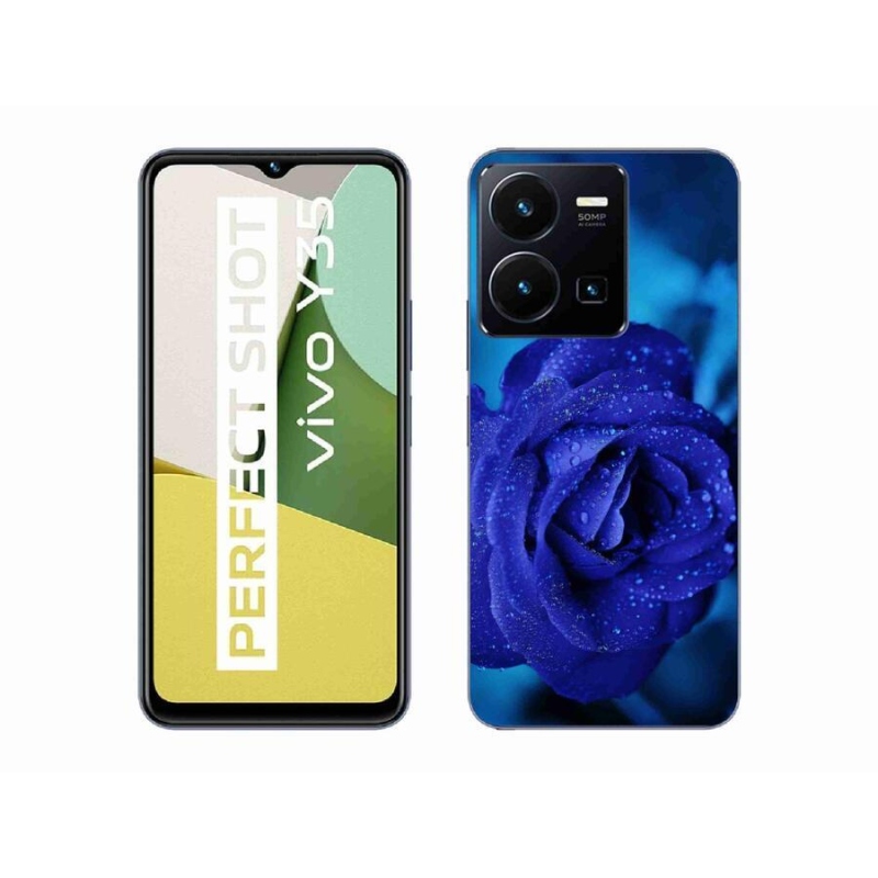 Gélový obal mmCase na mobil Vivo Y35 - modrá ruža