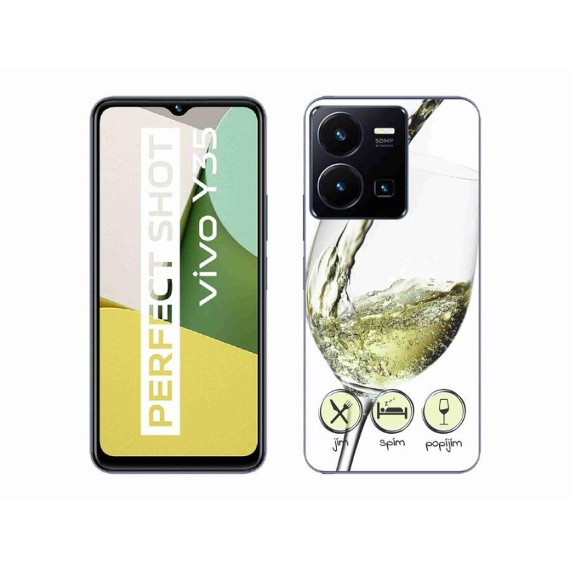 Gélový obal mmCase na mobil Vivo Y35 - pohár vína bielej
