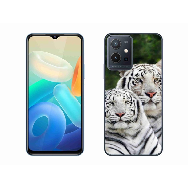 Gélový obal mmCase na mobil Vivo Y55 5G - bieli tigre