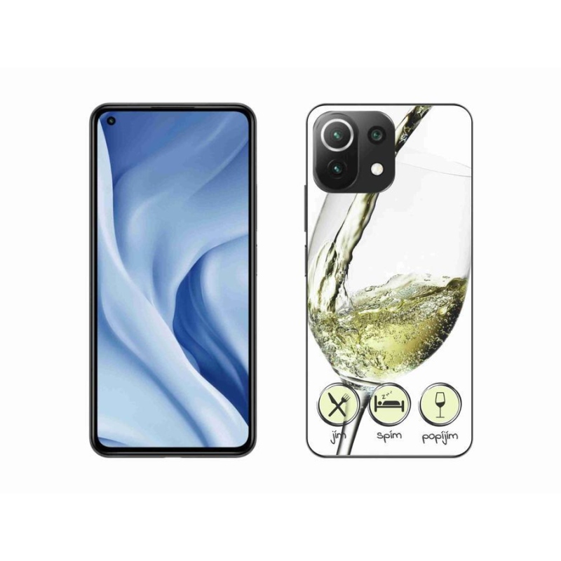 Gélový obal mmCase na mobil Xiaomi Mi 11 Lite 4G / 5G - pohárik vína biele