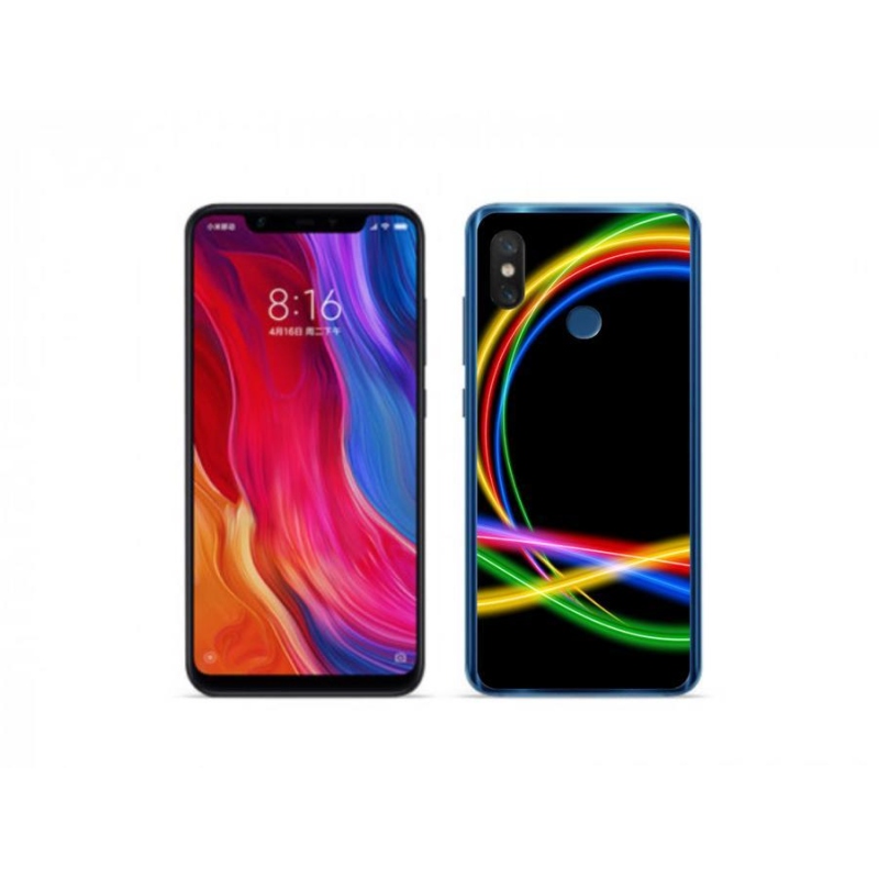 Gélový obal mmCase na mobil Xiaomi Mi 8 - neónové kruhy