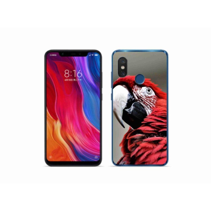 Gélový obal mmCase na mobil Xiaomi Mi 8 - papagáj ara červený