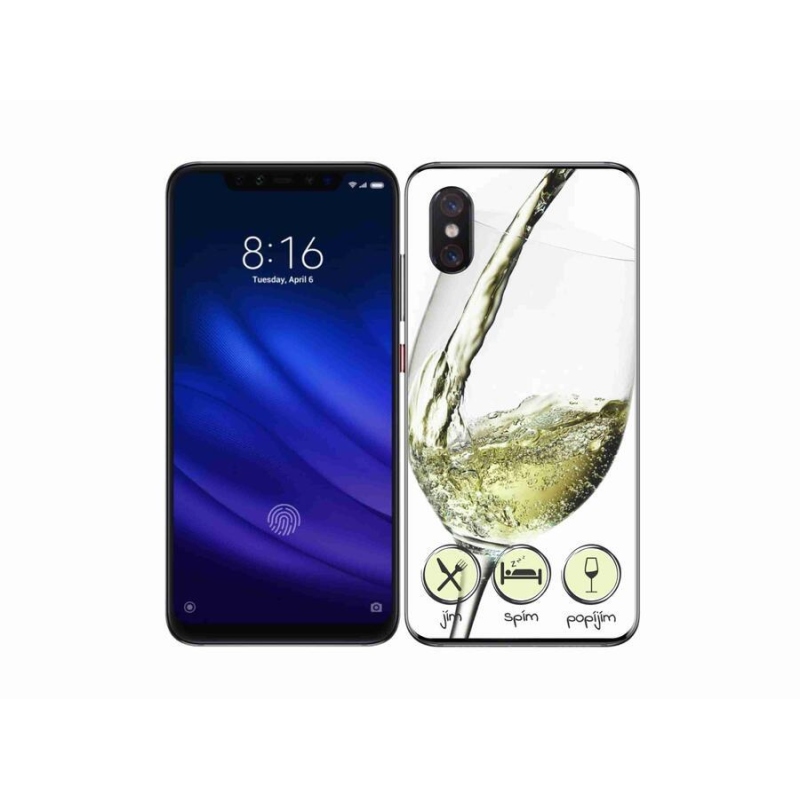 Gélový obal mmCase na mobil Xiaomi Mi 8 Pro - pohárik vína biele