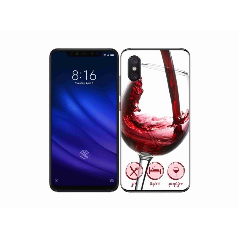 Gélový obal mmCase na mobil Xiaomi Mi 8 Pro - pohárik vína červené