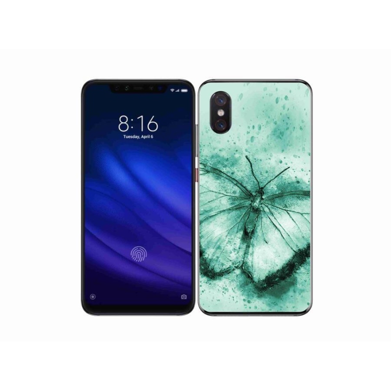 Gélový obal mmCase na mobil Xiaomi Mi 8 Pro - zelený motýľ