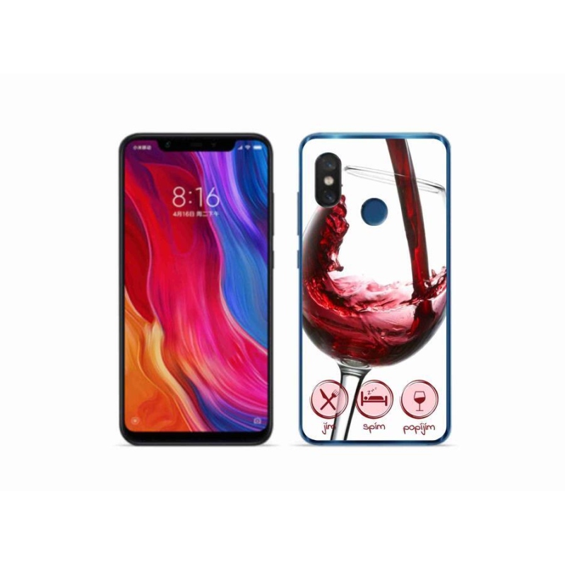 Gélový obal mmCase na mobil Xiaomi Mi 8 - pohárik vína červené