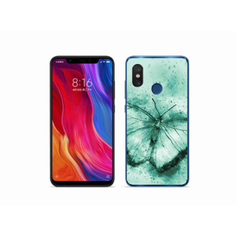 Gélový obal mmCase na mobil Xiaomi Mi 8 - zelený motýľ