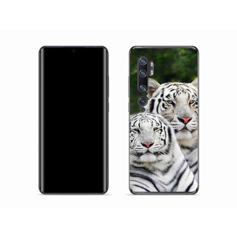 Gélový obal mmCase na mobil Xiaomi Mi Note 10 - bieli tigre