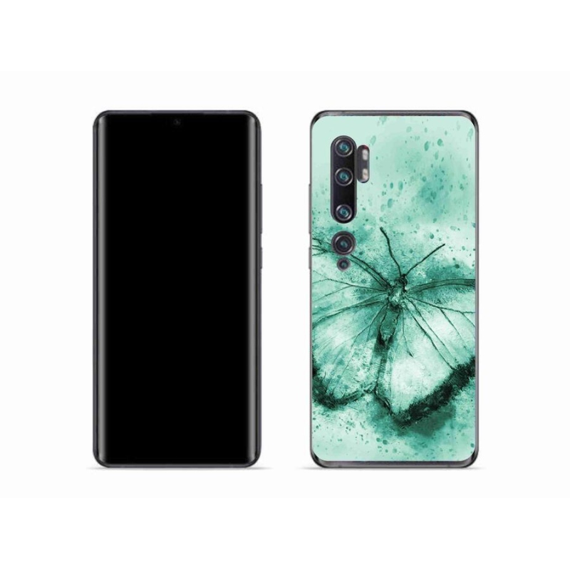 Gélový obal mmCase na mobil Xiaomi Mi Note 10 - zelený motýľ