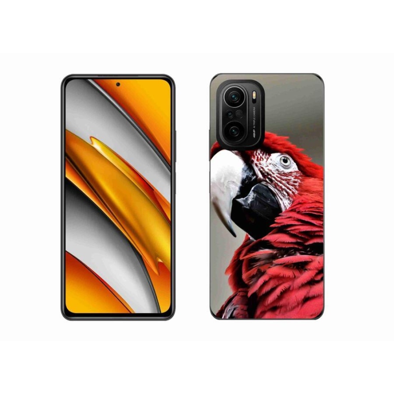 Gélový obal mmCase na mobil Xiaomi Poco F3 - papagáj ara červený