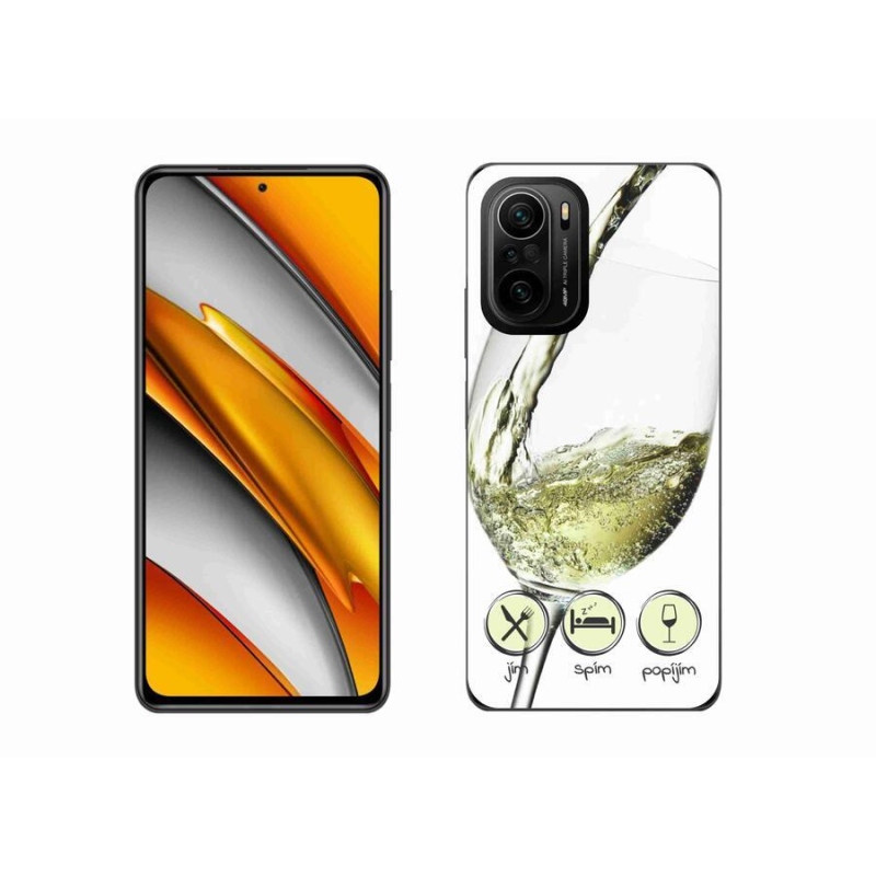 Gélový obal mmCase na mobil Xiaomi Poco F3 - pohárik vína biele