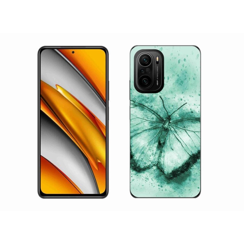 Gélový obal mmCase na mobil Xiaomi Poco F3 - zelený motýľ