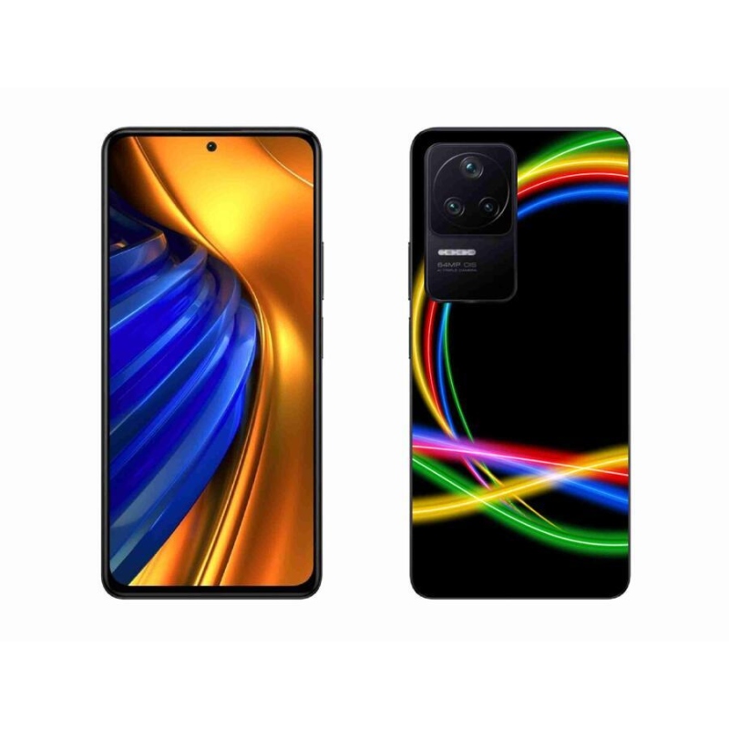 Gélový obal mmCase na mobil Xiaomi Poco F4 - neónové kruhy