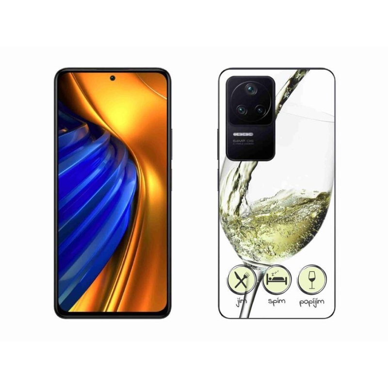 Gélový obal mmCase na mobil Xiaomi Poco F4 - pohár vína biele