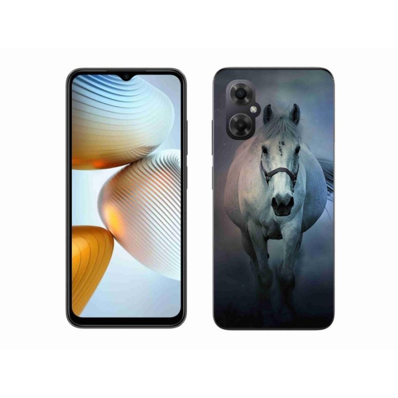 Gélový obal mmCase na mobil Xiaomi Poco M4 5G - bežiaci biely kôň