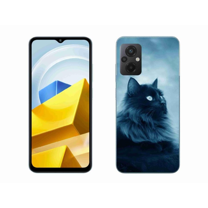 Gélový obal mmCase na mobil Xiaomi Poco M5 4G - čierna mačka 1