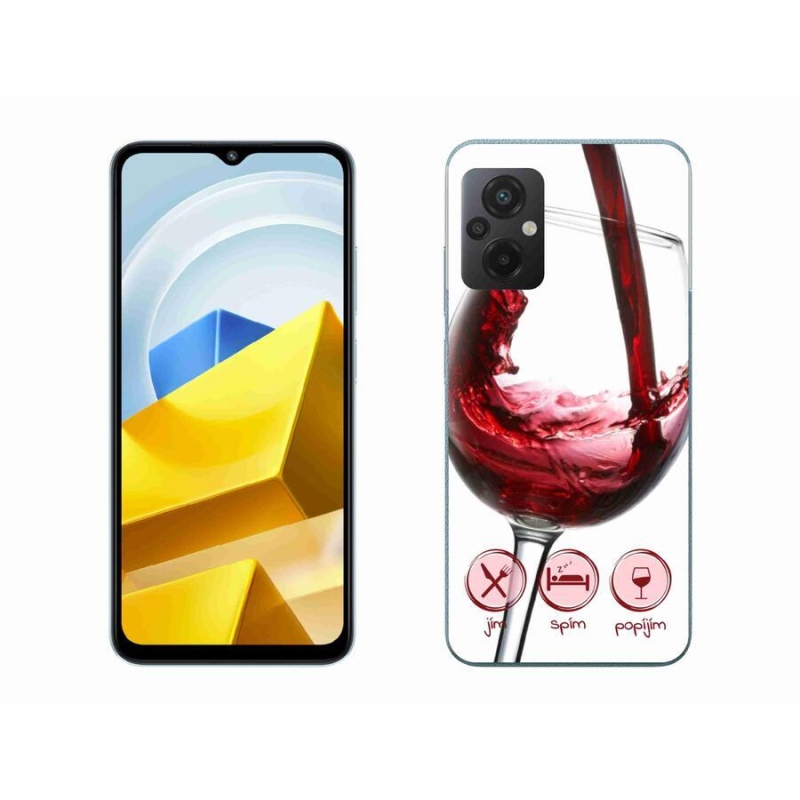 Gélový obal mmCase na mobil Xiaomi Poco M5 4G - pohár vína červené