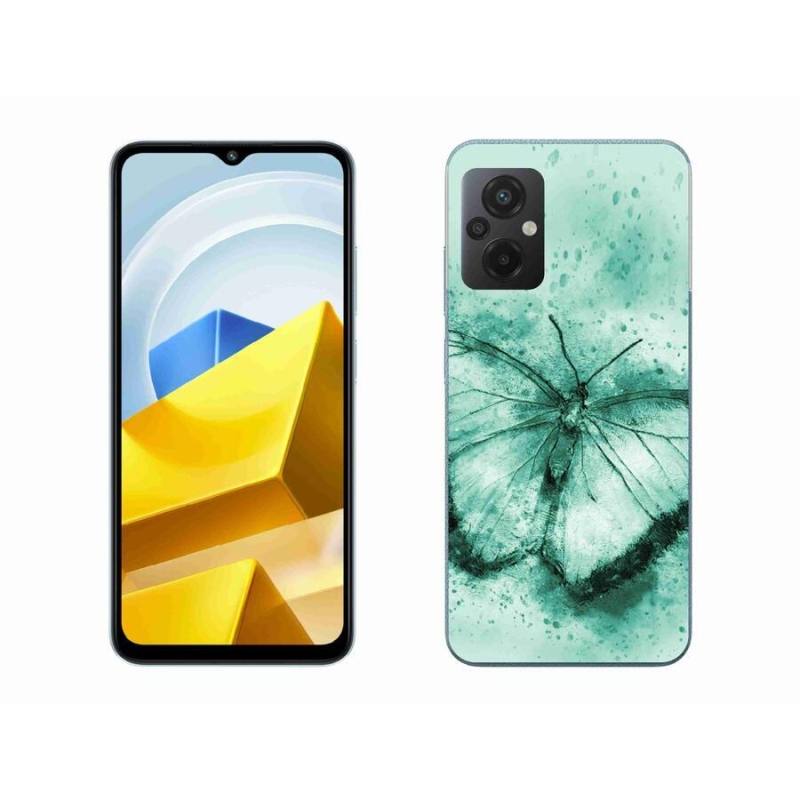 Gélový obal mmCase na mobil Xiaomi Poco M5 4G - zelený motýľ