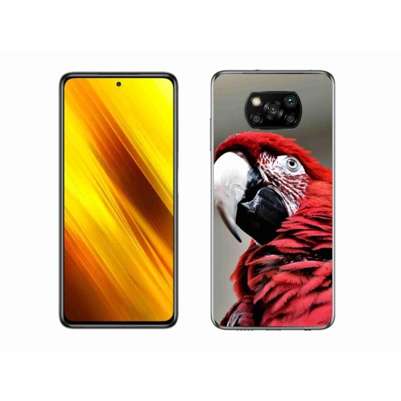 Gélový obal mmCase na mobil Xiaomi Poco X3 - papagáj ara červený