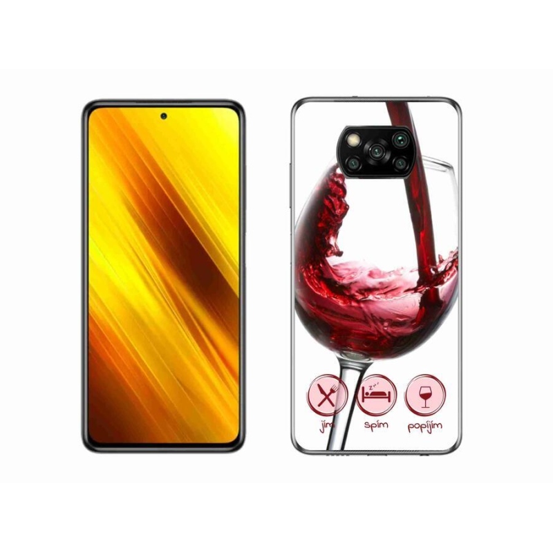 Gélový obal mmCase na mobil Xiaomi Poco X3 - pohárik vína červené